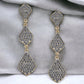 Gold Tone Grey Crystal Triple Drop Earrings - Reed House of Jewels