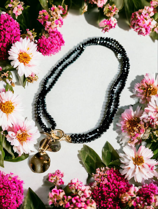 Jet Black and Gold Tone Necklace - Reed House of Jewels