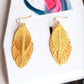 Natural Leaf Cork and Gold Tone Drop Earrings - Reed House of Jewels