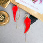 Open Leaf and Red Feather Earrings - Reed House of Jewels