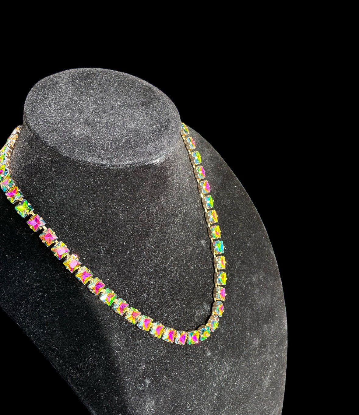 Multi - Colored Stone Gold Tone Collar Necklace - Reed House of Jewels