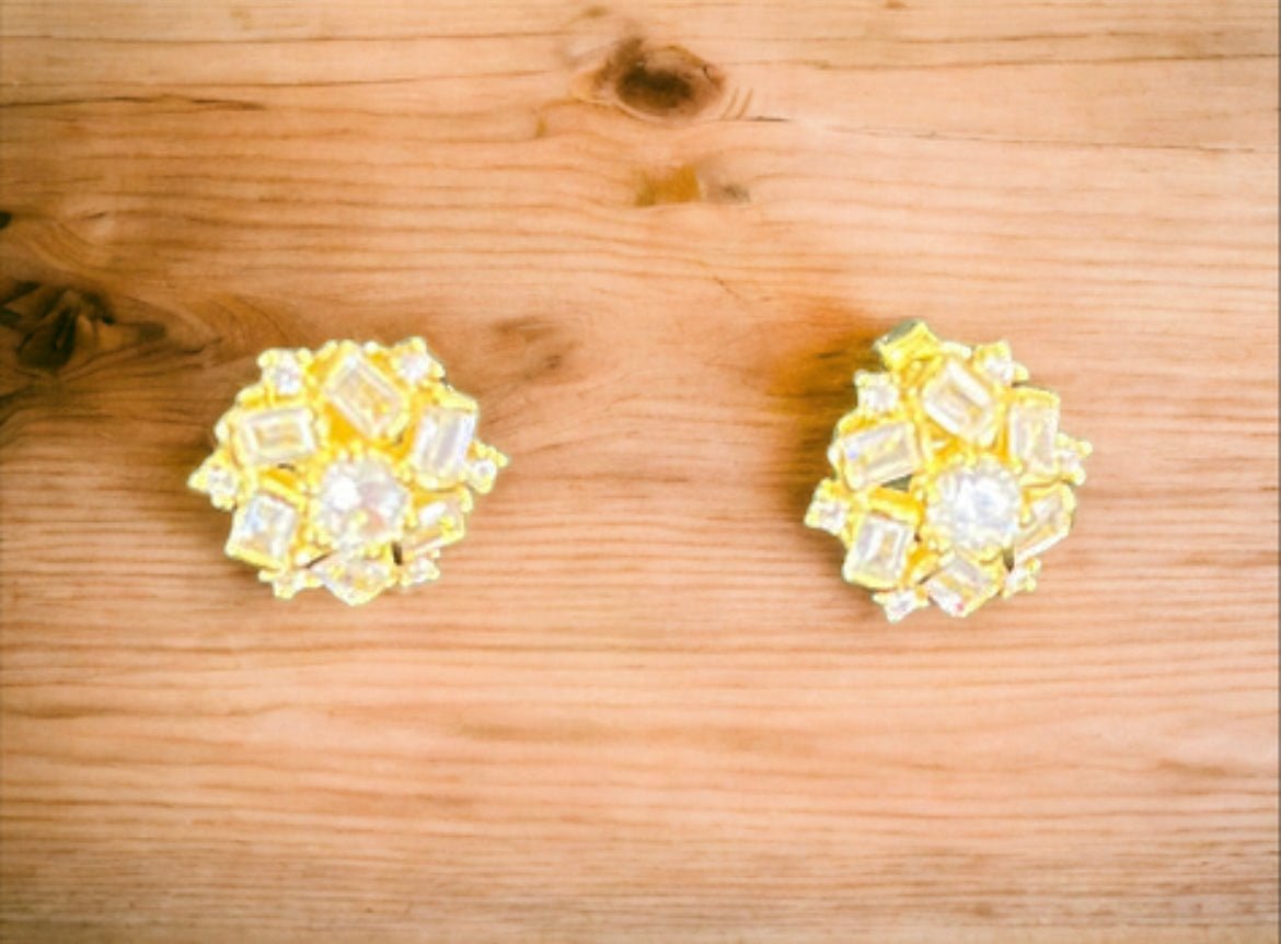 Starburst Gold Tone and Crystal Earrings - Reed House of Jewels