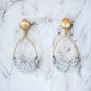 White and Black Faux Snakeskin Paddle Earrings - Reed House of Jewels