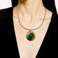 Green Stone with Swirl Metal Pendant Necklace