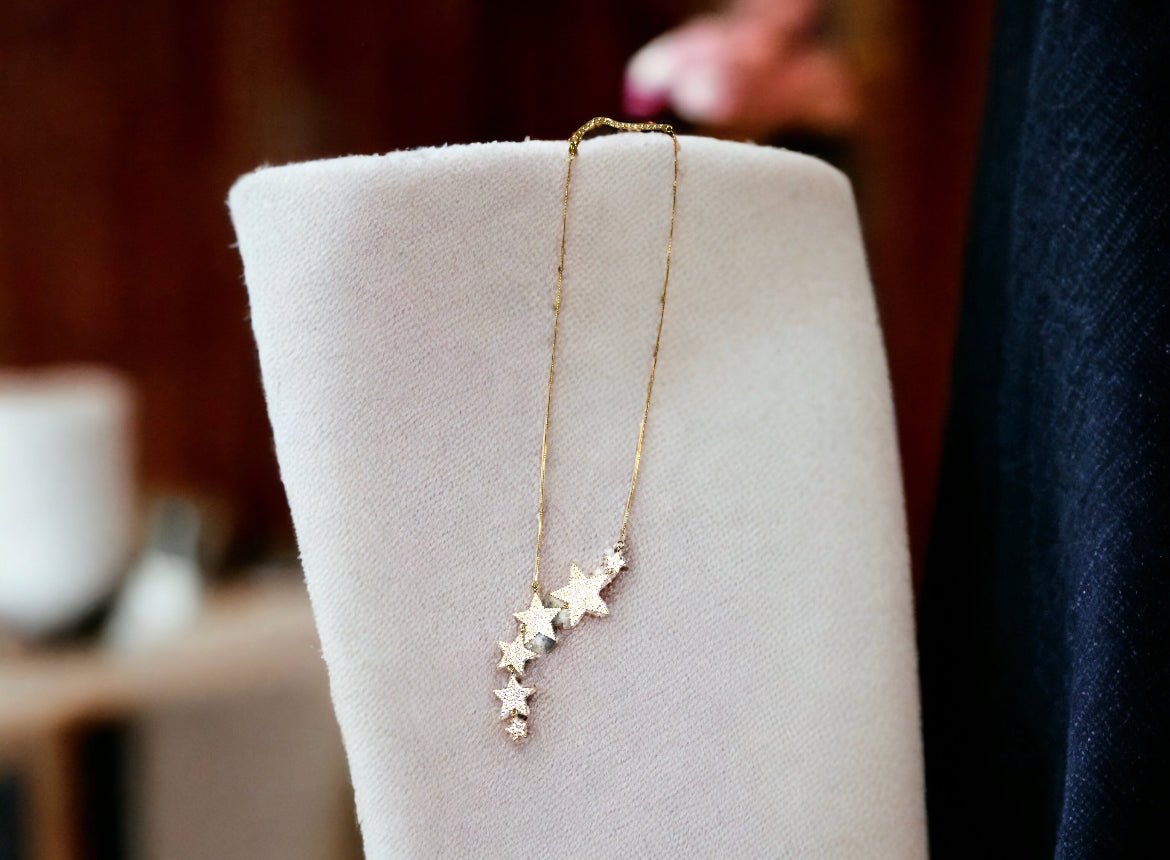 Gold and Crystal Shooting Stars Necklace - Reed House of Jewels
