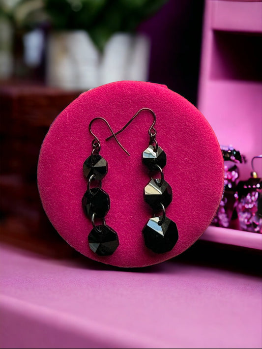 Jet Black Bead Drop Earrings - Reed House of Jewels