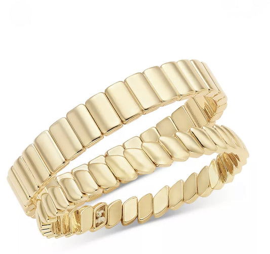 2-Pc. Set Rectangle Link Stretch Bracelet Stack