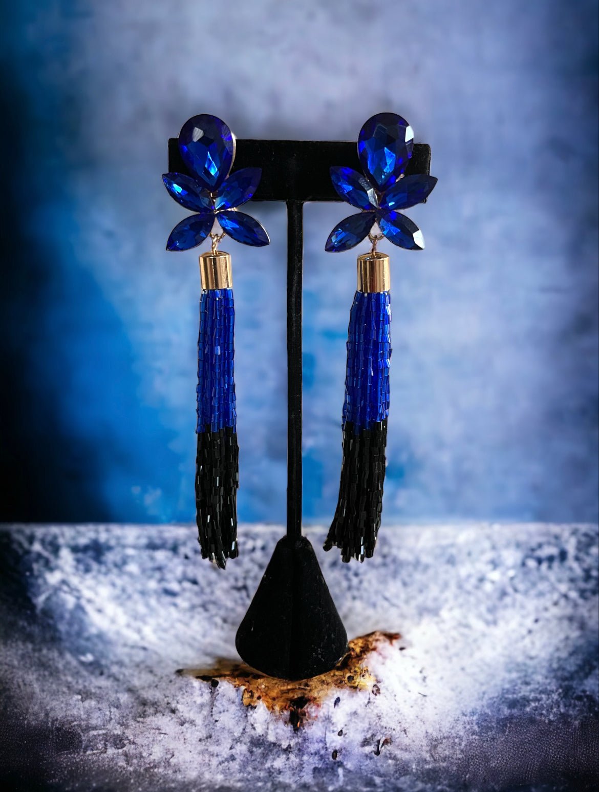 Judy Tassel Clip Earrings - Blue - Reed House of Jewels