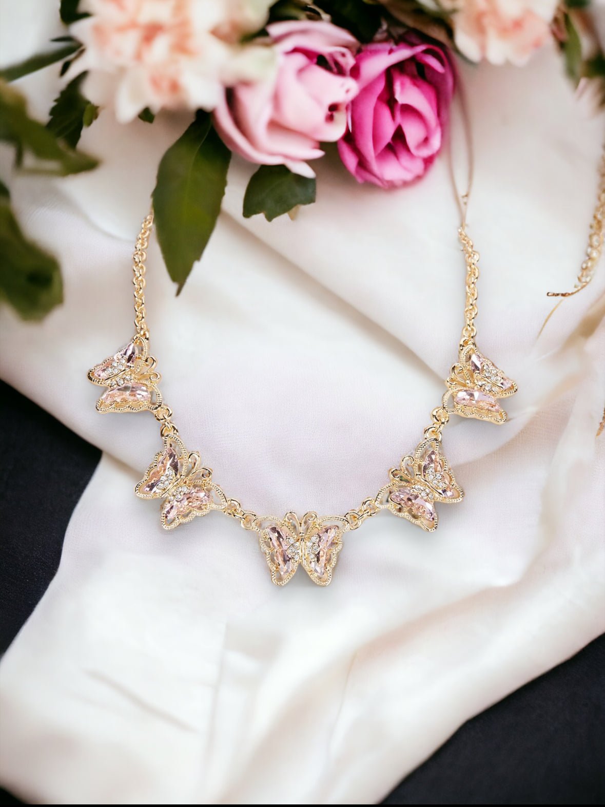 Crystal Blush Butterfly Collar Necklace - Reed House of Jewels