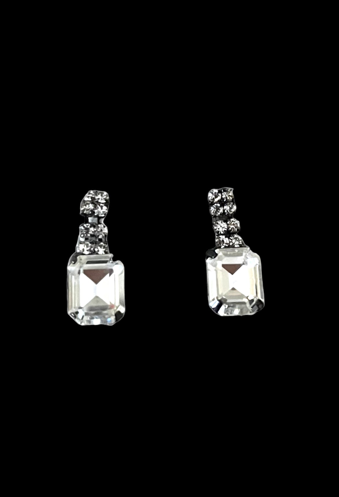 Silver Tone and Crystal Dangle Stud Earrings - Reed House of Jewels