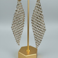Gold Tone Mesh and Crystal Dangle Earrings