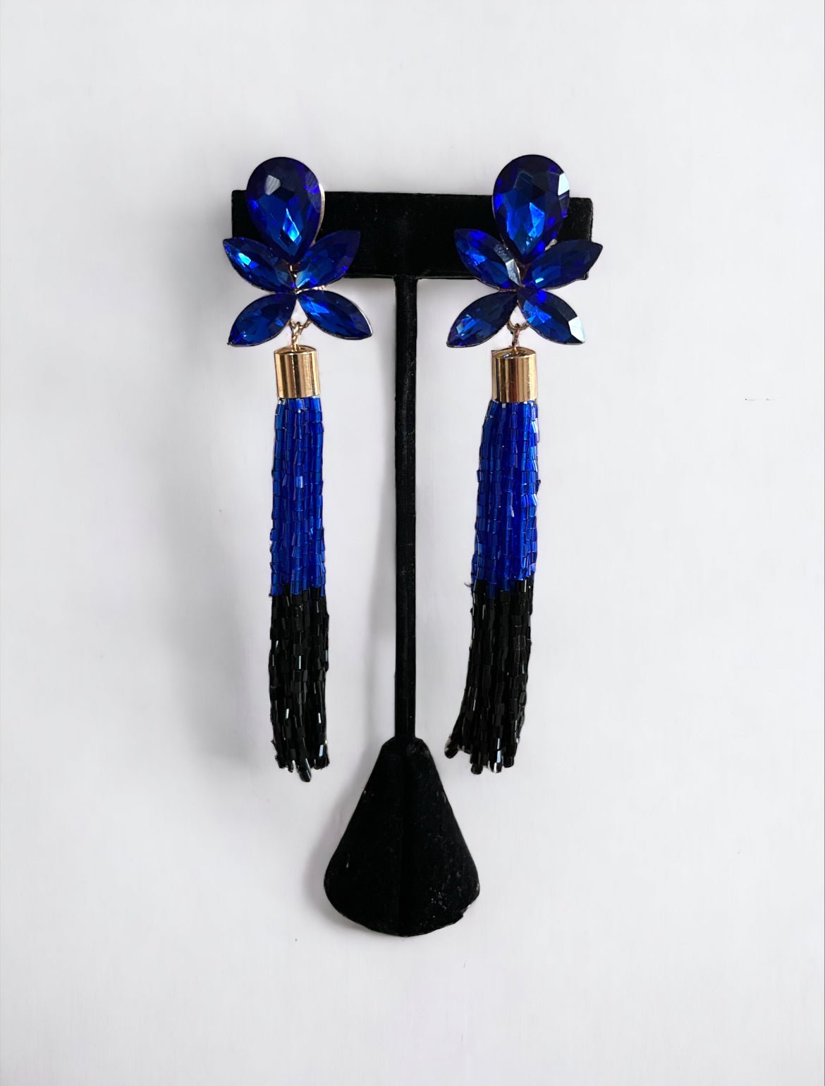 Judy Tassel Clip Earrings - Blue - Reed House of Jewels