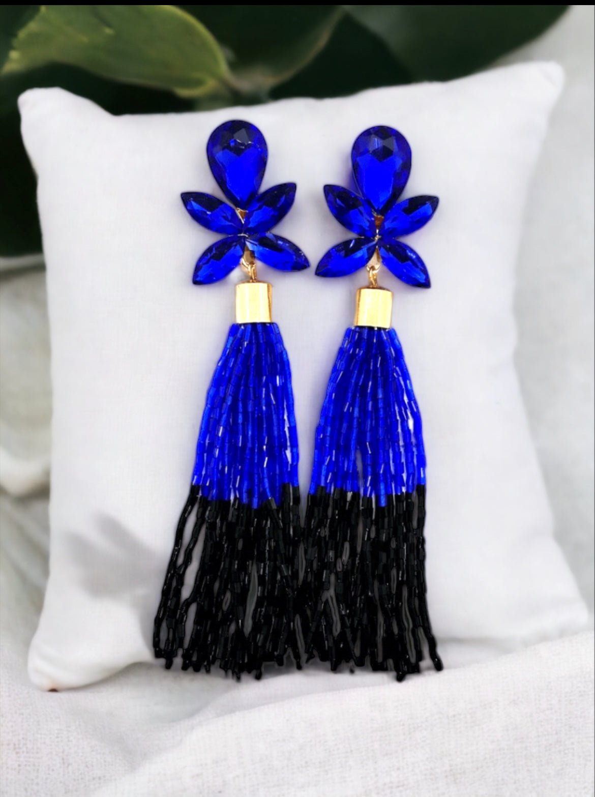 Judy Tassel Clip Earrings - Blue - Reed House of Jewels