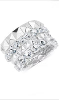 4 - Pc. Set Crystal & Pyramid Studded Stretch Bracelet Stack - Reed House of Jewels