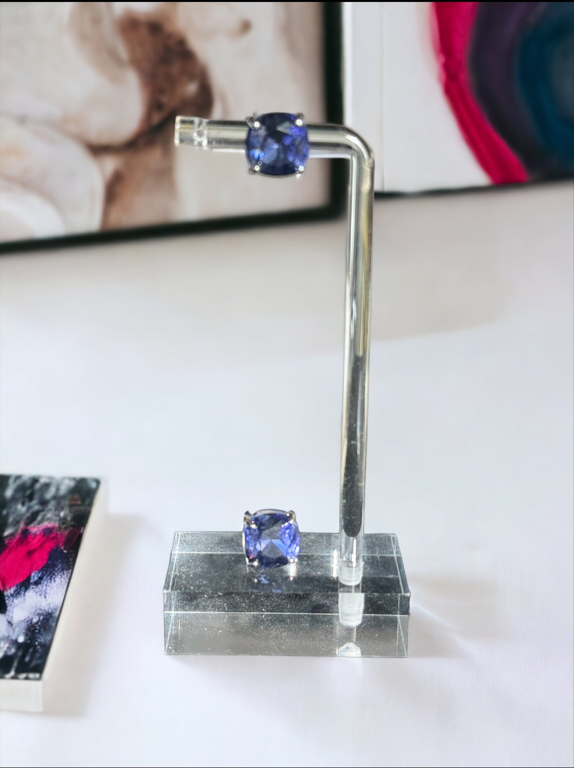 Large Deep Purple Crystal Square Stud Earrings - Reed House of Jewels