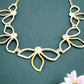 3 Leaf Floral Crystal and Gold Tone Paperclip Necklace - Reed House of Jewels