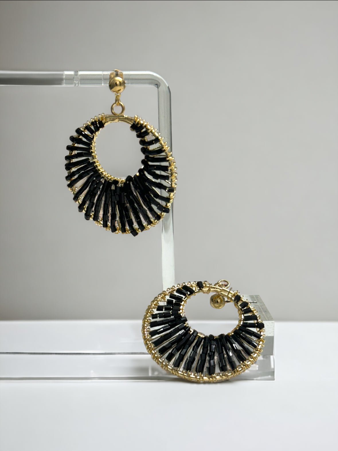 Black Glass Beaded Earrings - Reed House of Jewels