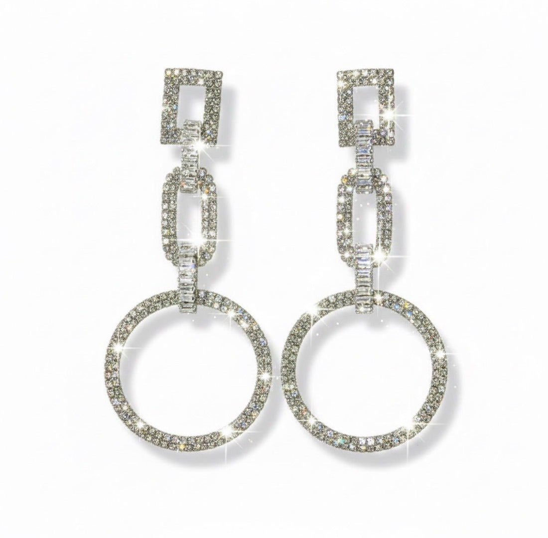 Bridal Crystal Geometric Tiered Drop Earrings - Reed House of Jewels