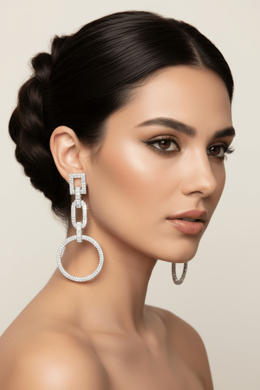 Bridal Crystal Geometric Tiered Drop Earrings - Reed House of Jewels