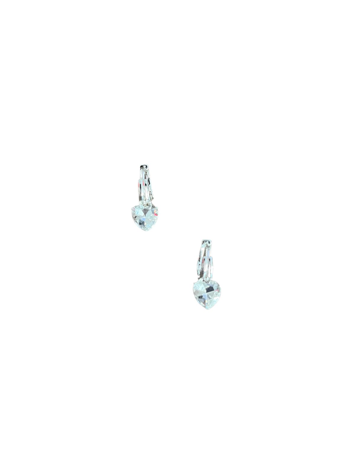 Silver Tone Crystal Heart Huggie Earrings - Reed House of Jewels