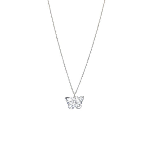 Silver Tone Small Filigree Pattern Butterfly Necklace - Reed House of Jewels