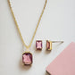 Cubic Zirconia 14K Gold Over Brass Rectangular 2 - pc Jewelry Set - Reed House of Jewels