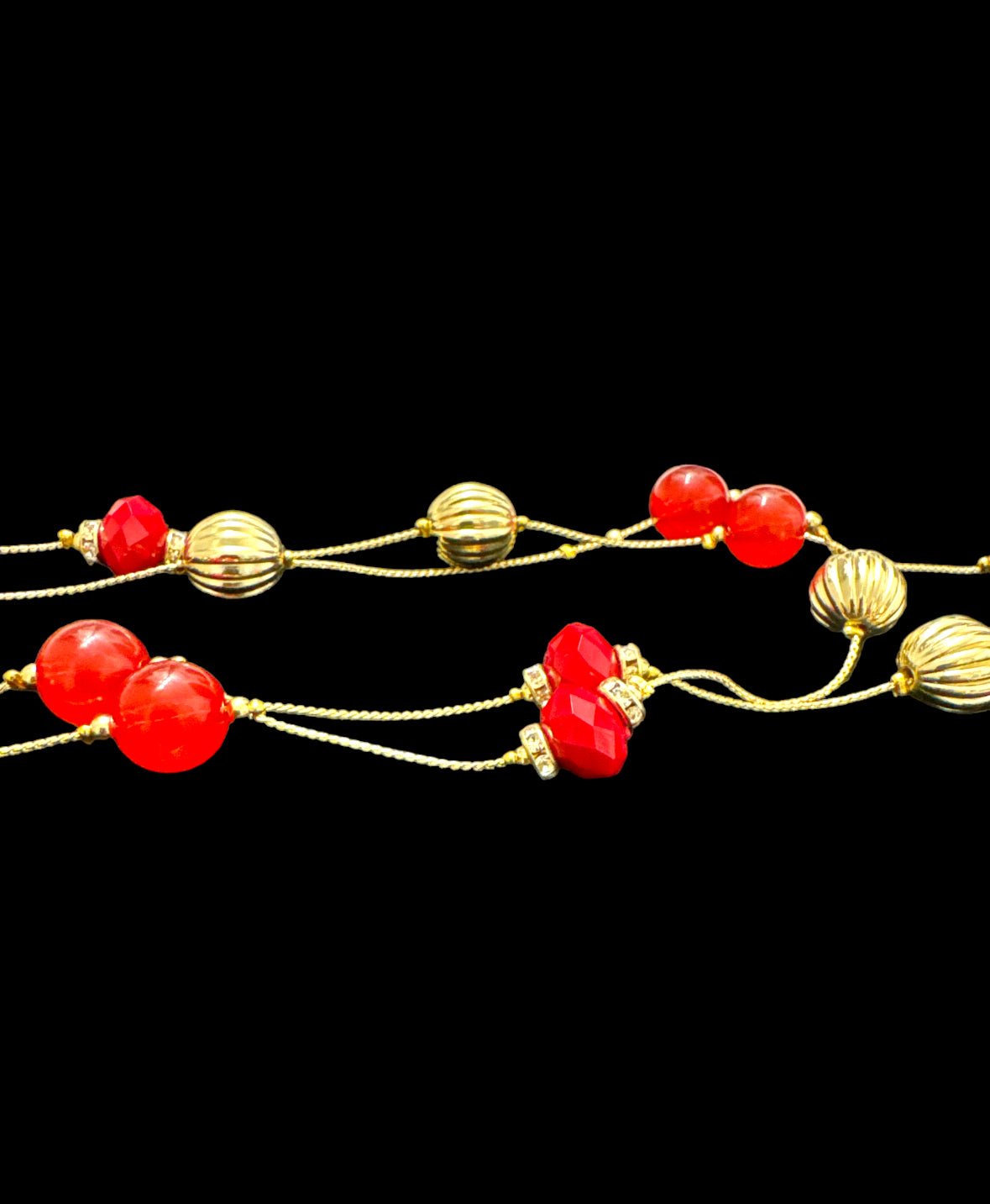 Red and Gold Beaded Necklace & Drop Earring Jewelry Set - Reed House of Jewels