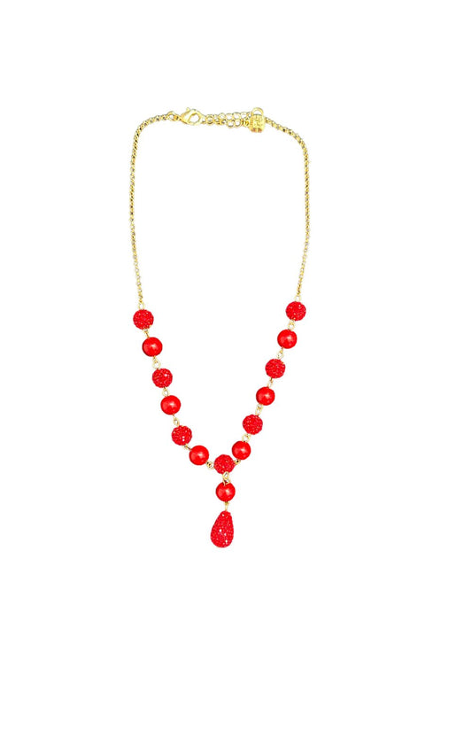 Red 17 Inch Cable Y Lariat Necklace - Reed House of Jewels