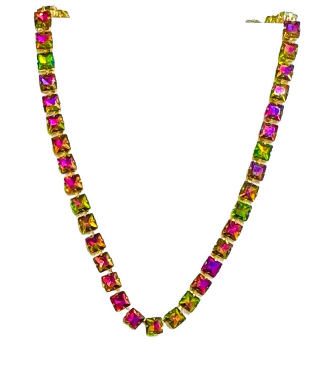 Multi - Colored Stone Gold Tone Collar Necklace - Reed House of Jewels