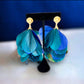 Gold Tone and Feather Blue/Green/ Black Earrings - Reed House of Jewels
