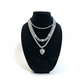 Silver Tone Multi - Layer Chain with Heart Pendant with Earrings Set - Reed House of Jewels
