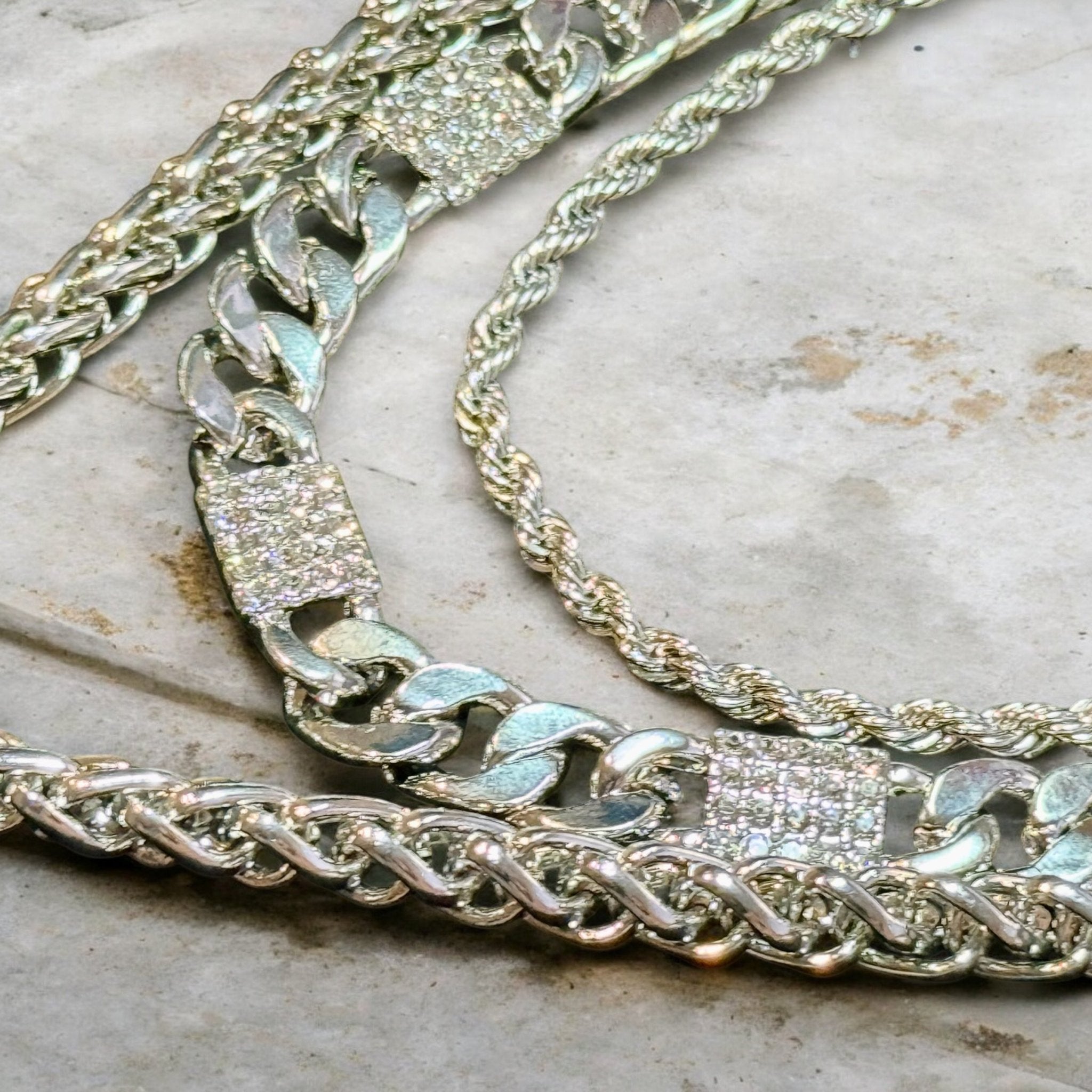 Silver Tone Multi - Layer Chain with Heart Pendant with Earrings Set - Reed House of Jewels