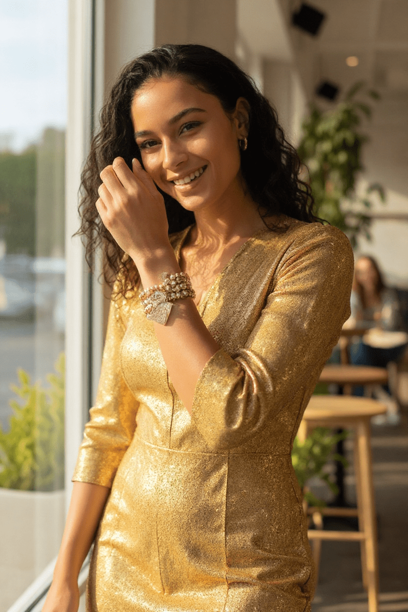 Gold Beaded Charm 5 Piece Stack - Reed House of Jewels