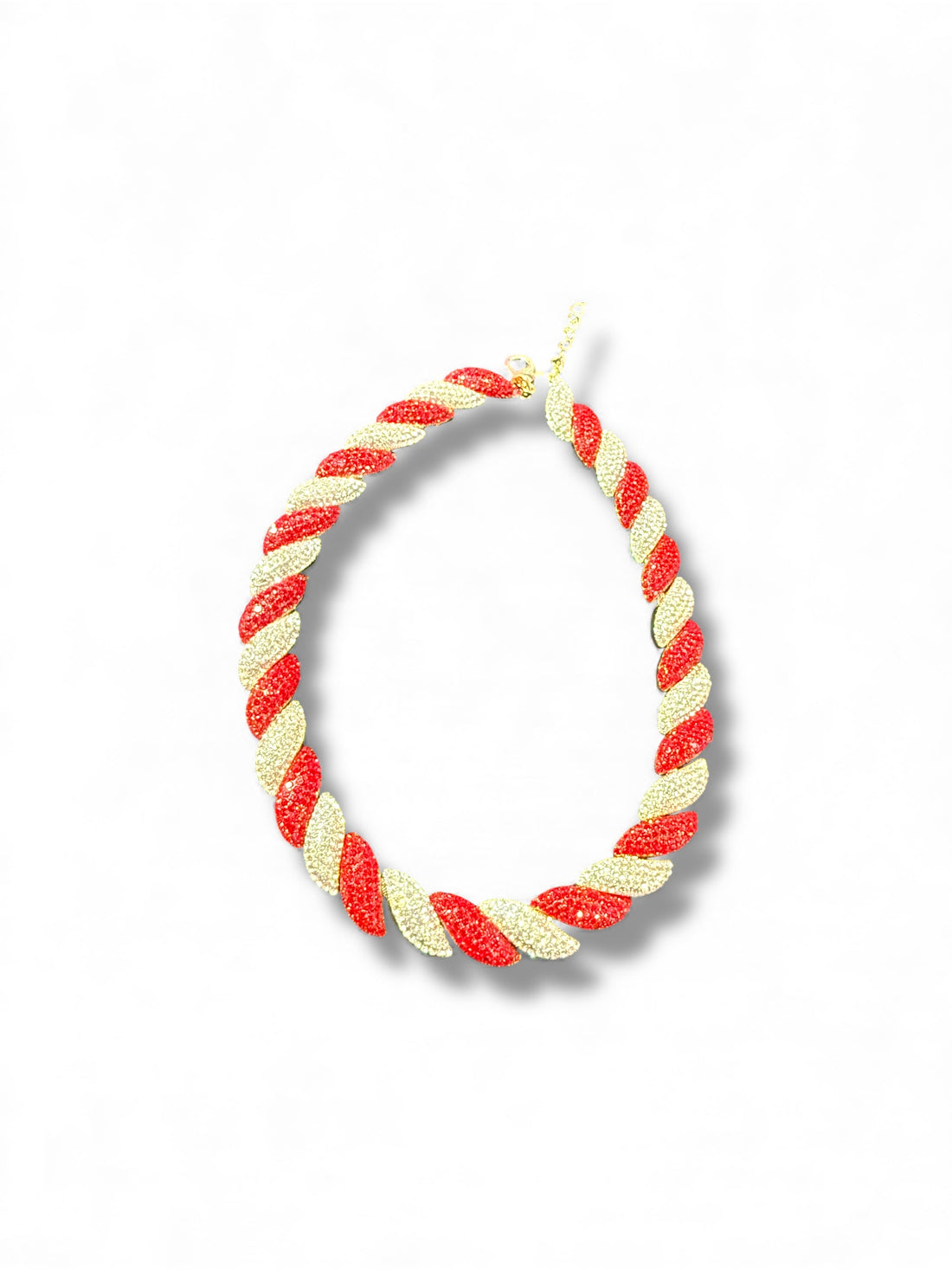 Red and White Crystal Twisted Necklace - Reed House of Jewels