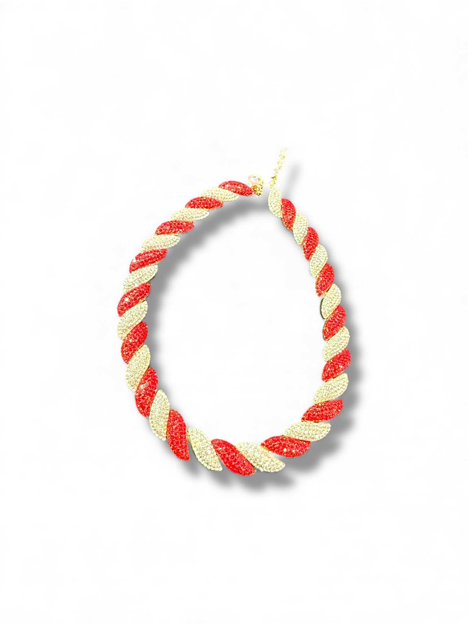 Red and White Crystal Twisted Necklace - Reed House of Jewels
