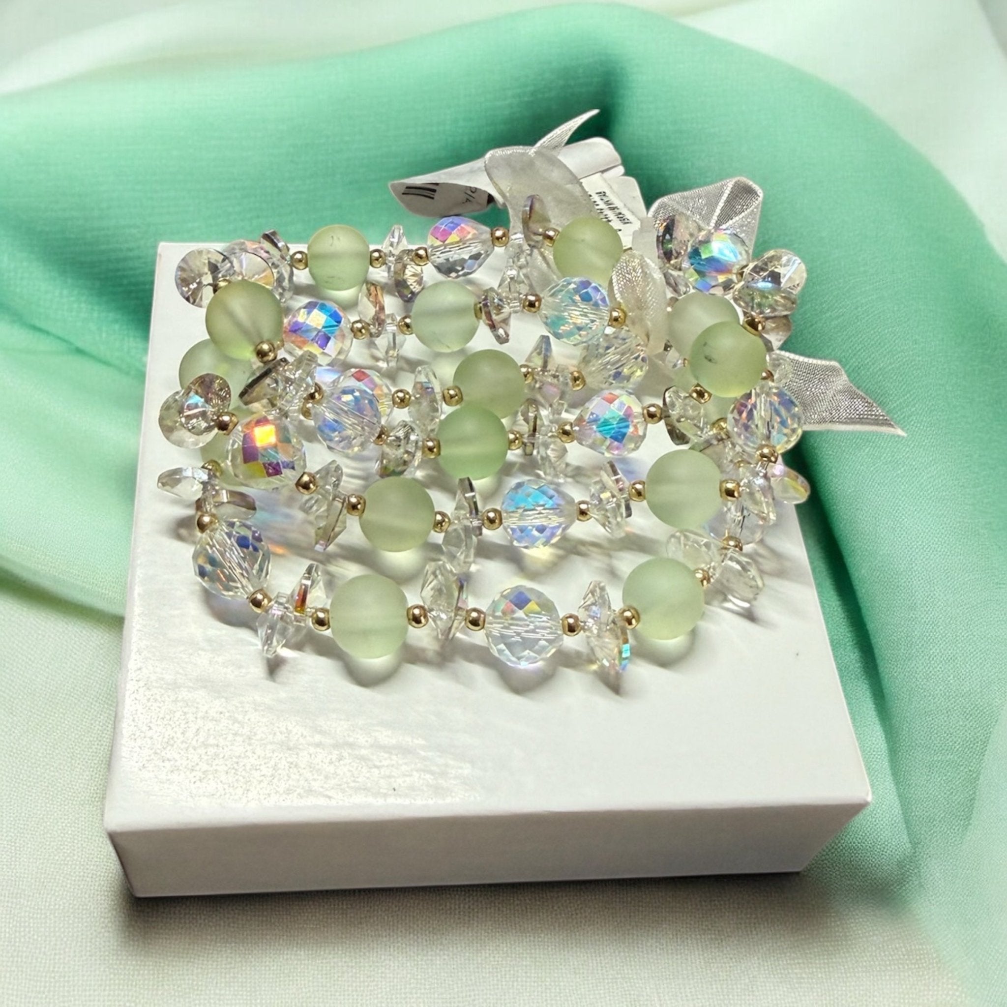 Clear Crystal and Mint Green 3 pcs. Stack - Reed House of Jewels