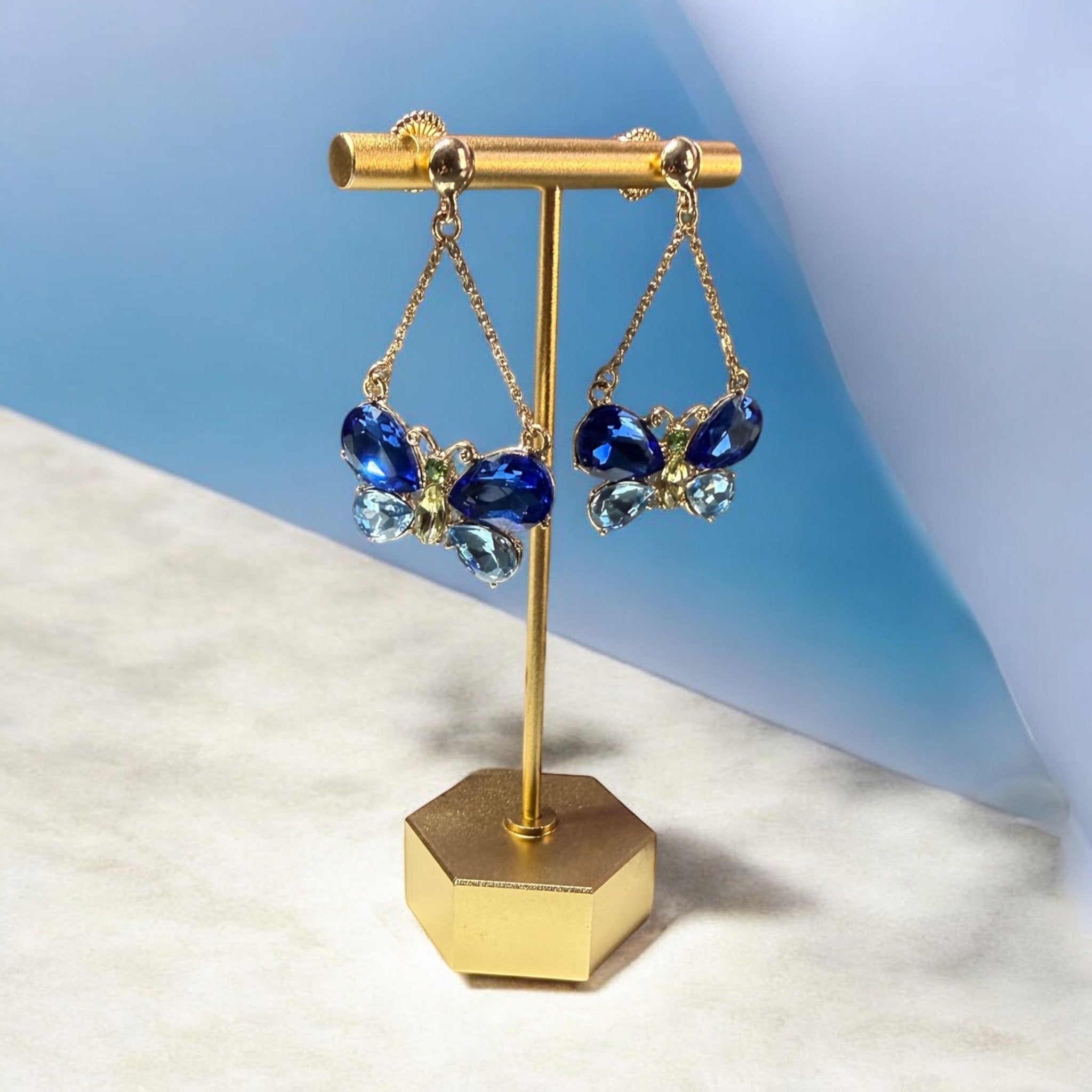 Blue Butterfly Dangle Earrings - Reed House of Jewels