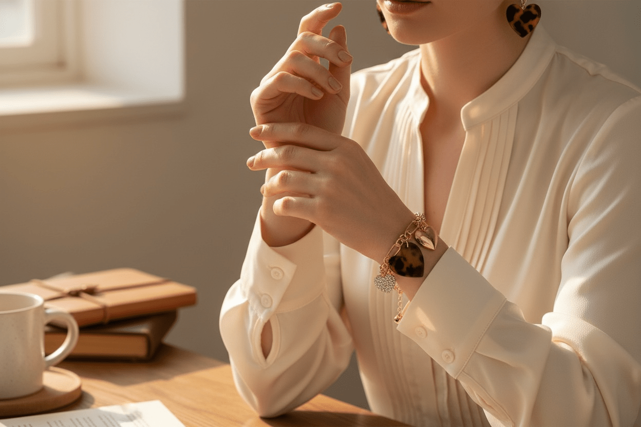 Tortoise Shell Hearts Bracelet and Earring Set - Reed House of Jewels