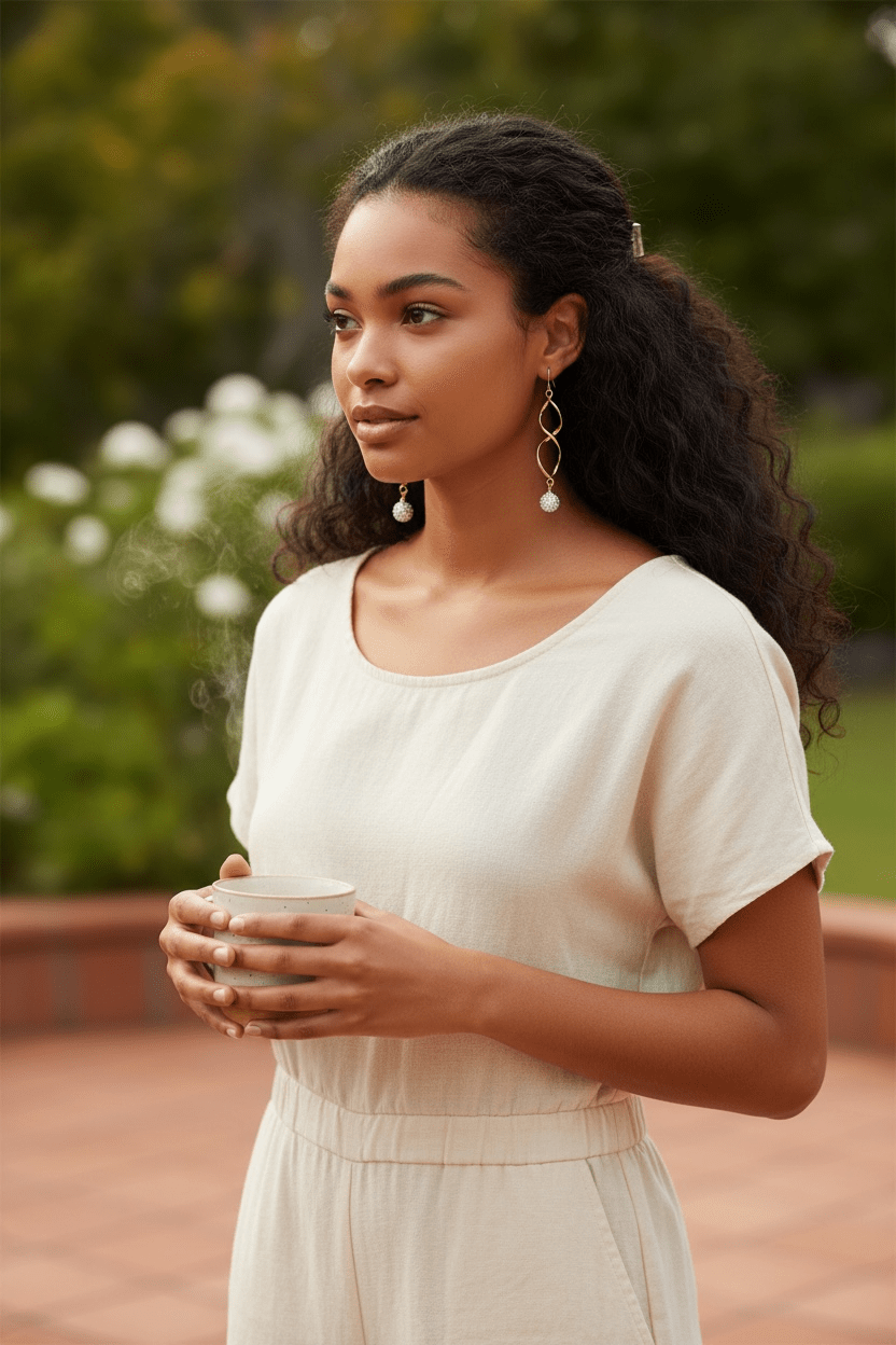 Gold Tone Twisted with Crystal Ball Dangle Earrings - Reed House of Jewels