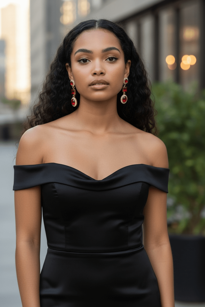 Red Halo and Crystal Oval 3 Tier Drop Earrings - Reed House of Jewels