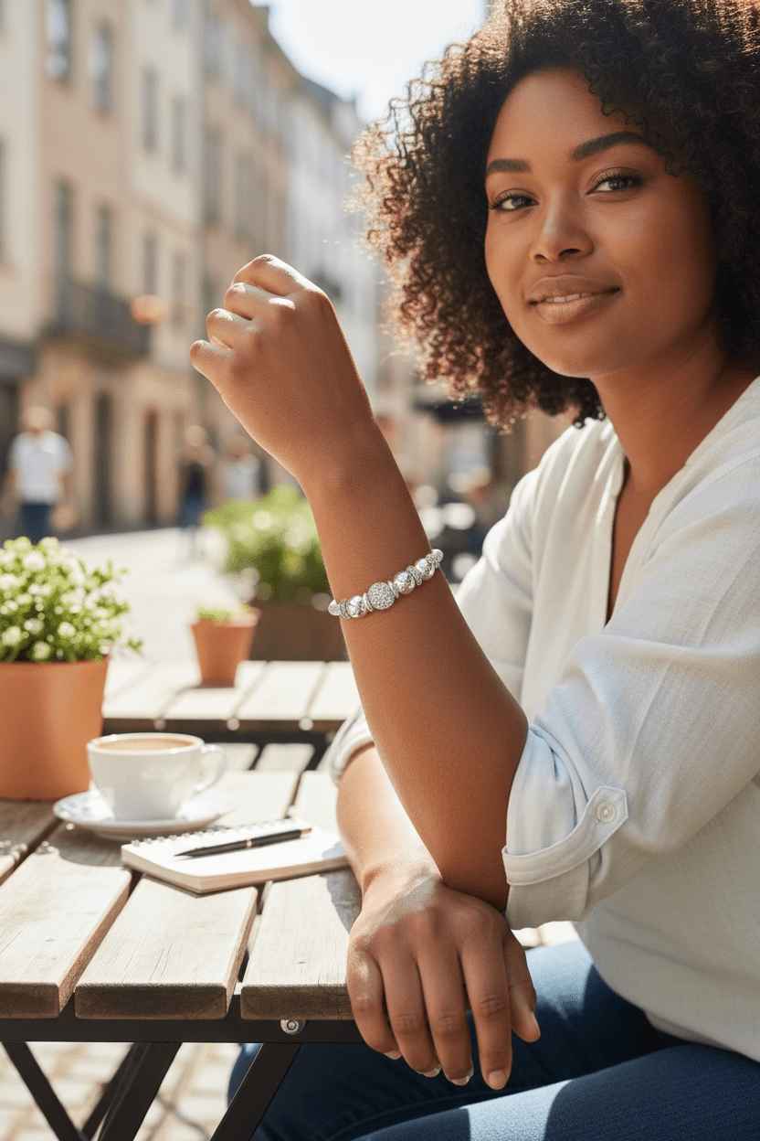 Silver - Tone Mesh Cuff Bangle with Crystal Accent Bracelet - Reed House of Jewels
