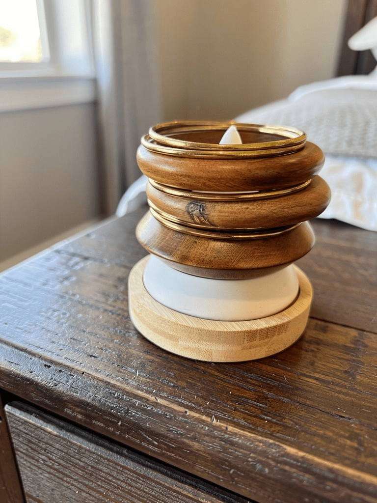 Wooden and Gold Tone Bangle Bracelet Set - Reed House of Jewels