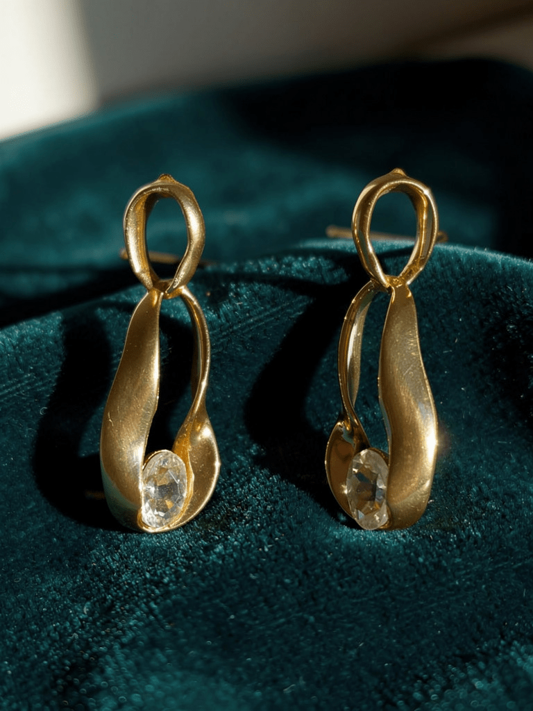 Abstract Sculptural Crystal Drop Earrings - Reed House of Jewels