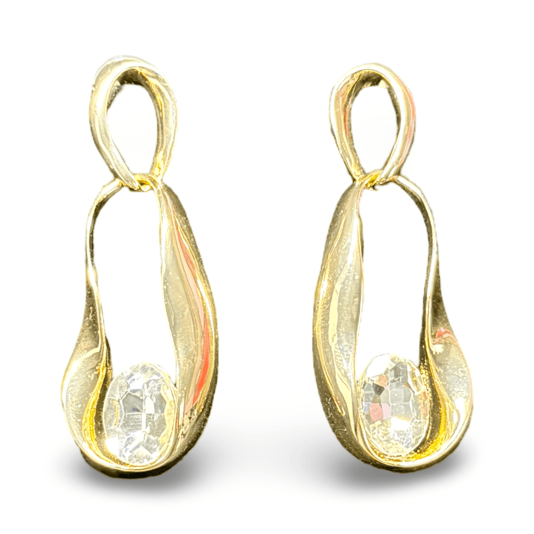 Abstract Sculptural Crystal Drop Earrings - Reed House of Jewels