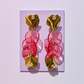 Dazzling Gold Tine and Pink Petal Statement Dangle Earrings - Reed House of Jewels