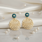 Gold Geometric Shou Pattern Double Drop Earrings - Reed House of Jewels