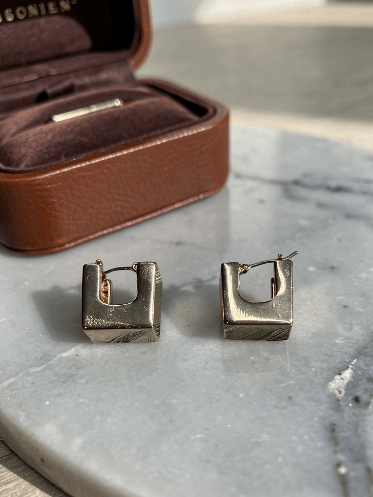 Gold Cube Huggie Earrings - Reed House of Jewels