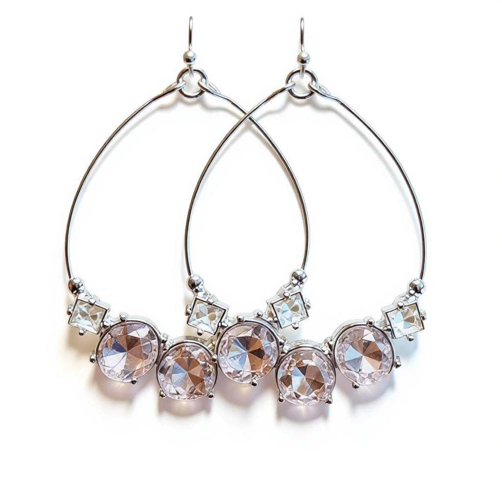 Dangling Silver - Tone and Pink Stone Teardrops - Reed House of Jewels