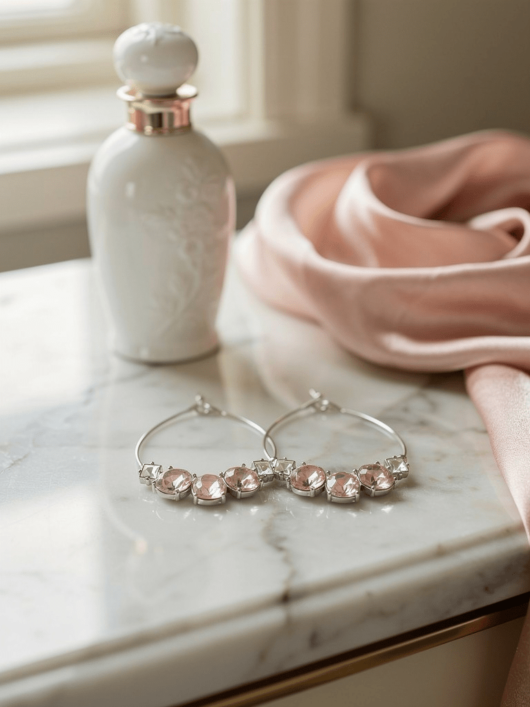 Dangling Silver - Tone and Pink Stone Teardrops - Reed House of Jewels