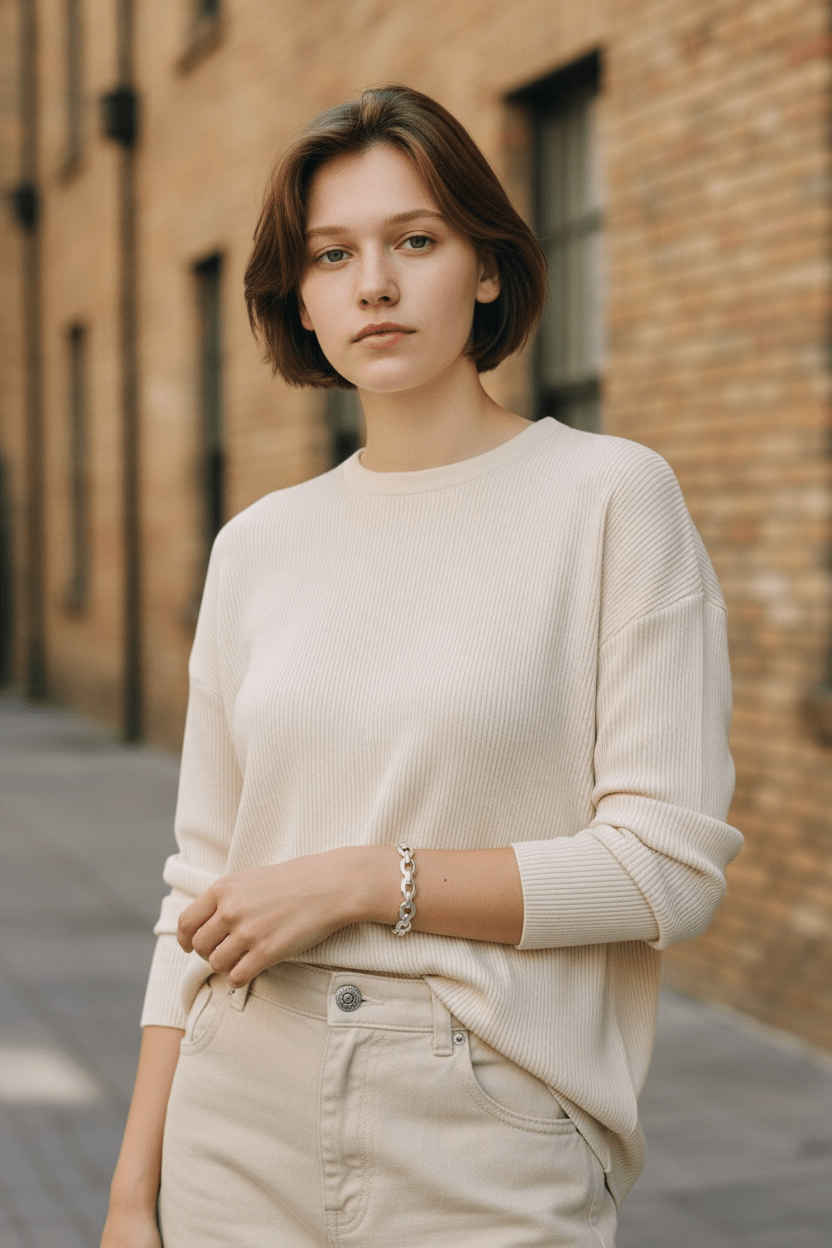 Silver Tone Thick Link Stretch Bracelet - Reed House of Jewels